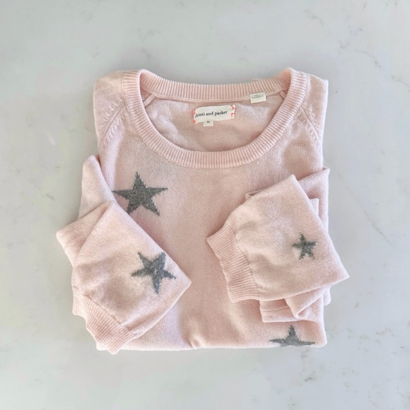 Chinti & Parker Slouchy Star Intarsia Cashmere Jumper Sweater, Pink & Gray sz. M - Picture 14 of 17